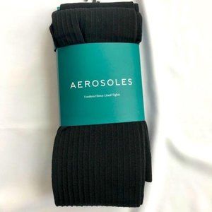 2 PAIRS Aerosoles Black Footless Lined Tights, Women's Size S/M